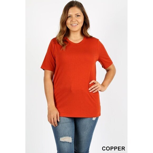 Women's‎ Plus Size Crewneck T-Shirt by Zenana Size  2X Copper T-Shirt for Women - Picture 5 of 8